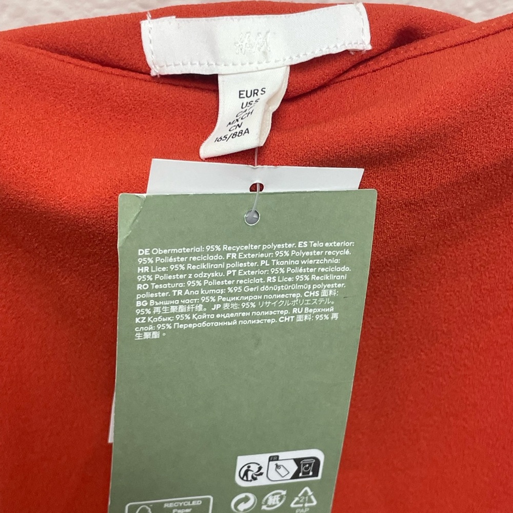 H&M NWT Women’s Small Orange Red Spaghetti Strap Women's Dress - Picture 6 of 8